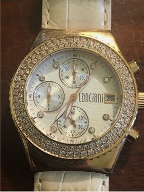 Ladies Lanciani 35mm Wristwatch with a cream snake style band 9.5”